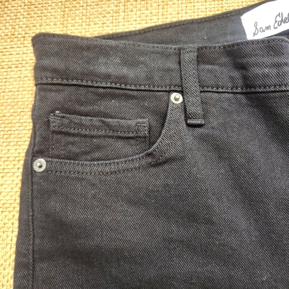 Sam Edelman Codie High Rise Wide Leg Ankle Jeans Size‎ 30 Black Denim Button NWT - Picture 6 of 11